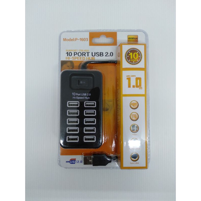 SKU-1098 USB HUB 2.0 10 PORT PANJANG KABEL 1 METER