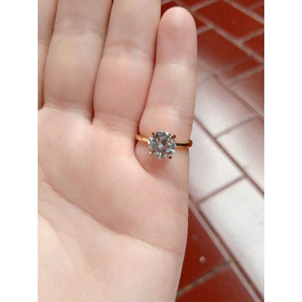 CINCIN SOLITAIRE (DESI) MP SEDANG / CINCIN PERAK ASLI SILVER 925 LAPIS EMAS/ CINCIN FASHION WANITA TERBARU