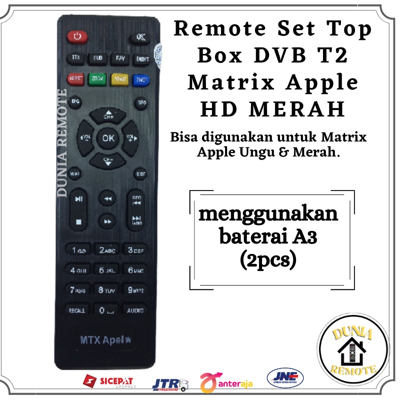 Remot / Remot Set Top Box DVB T2 Matrix Apple HD MERAH tanpa setting