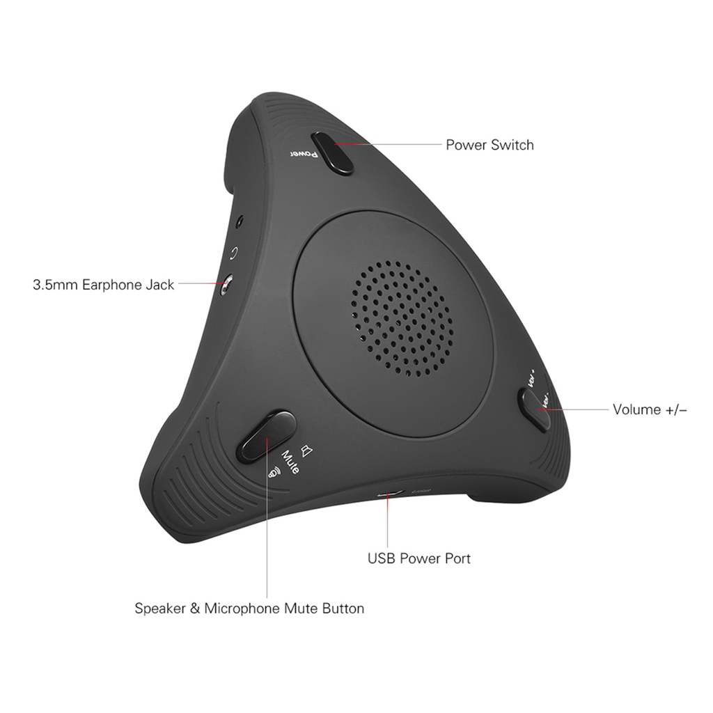 Kondenser Mikrofon Speakerphone 360 Derajat Omnidirectional USB Untuk Komputer Desktop Konferensi° Audio Pickup Plug &amp; Play Untuk Bisnis / Rapat