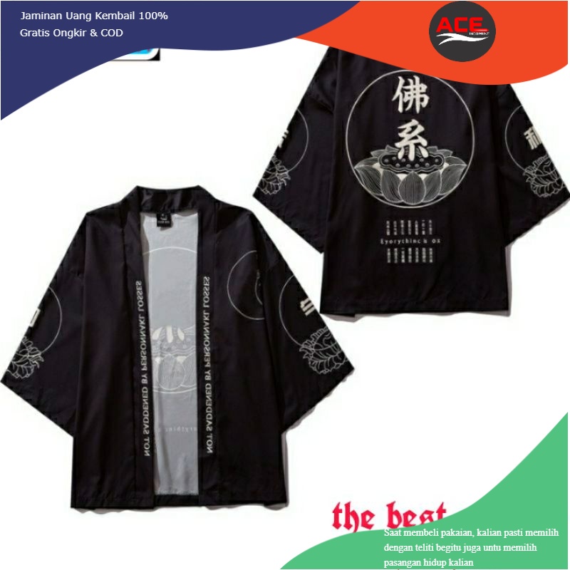 baju Baju KIMONO Jepang Japanese style cardigan Japanese motif kanji Jepang Pria wanita dewasa termu