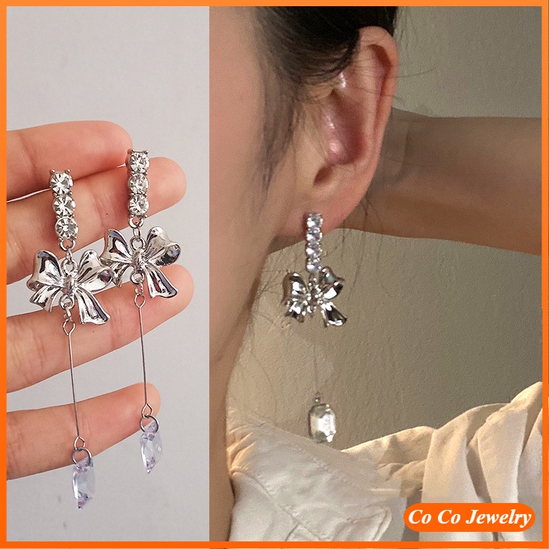 Anting Stud Liontin Pita Bahan 925 Silver Needle Gaya Korea Untuk Wanita