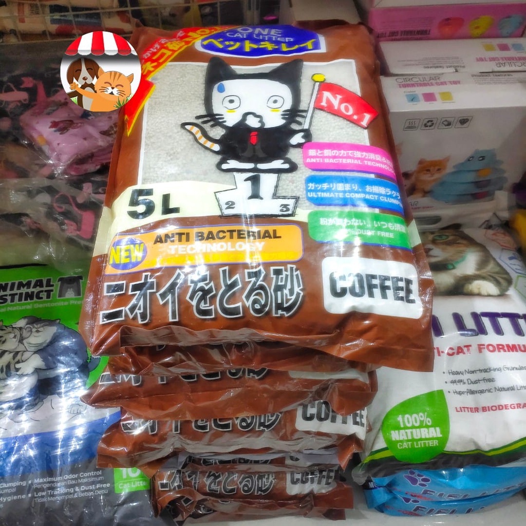 Pasir Kucing Gumpal Wangi One Cat Litter 5L - Cat Sand Bentonite