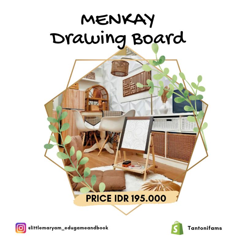 

READY Papan Tulis Kayu Anak 2 Sisi Black board dan white board from Menkay Indonesia, cocok untuk latihan menulis