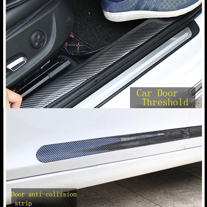 Serat karbon &amp; electroplating perak Stiker Mobil 5D Carbon Fiber Karet Styling Pintu Protector