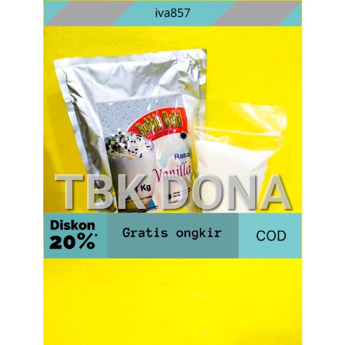 

PROMO Bubble Gold Rasa Vanila 1kg / Bubuk Minuman Rasa Vanilla 1 kg GRATIS ONGKIR