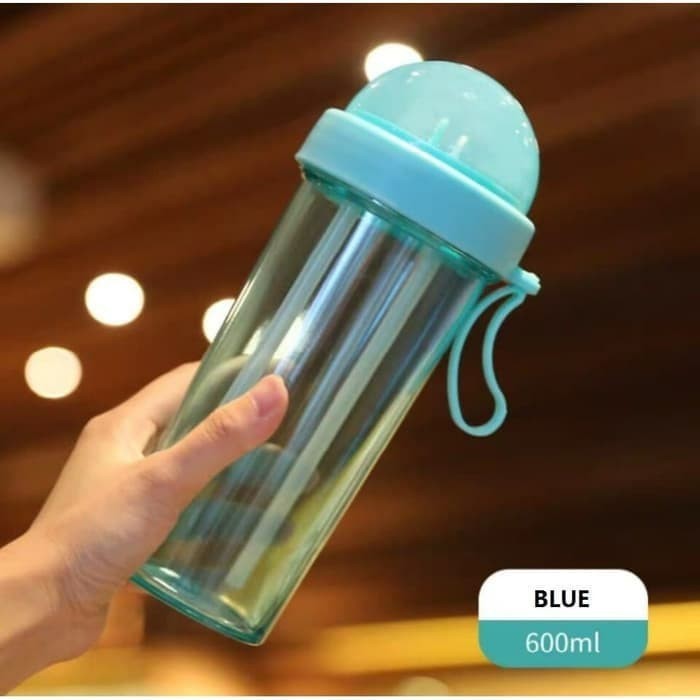 Botol Minum 2 Sisi - Botol minum 600ml 2 Sedotan - Botol Minum Dual