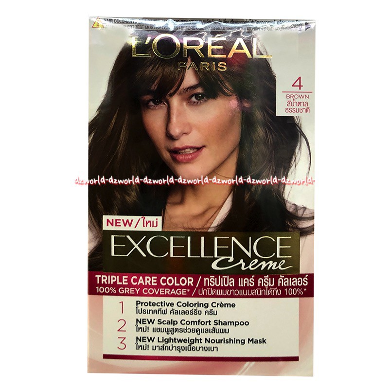 L'oreal Paris 4 Brown Excellence Creme Cat Rambut Warna Coklat Pirang Loreal