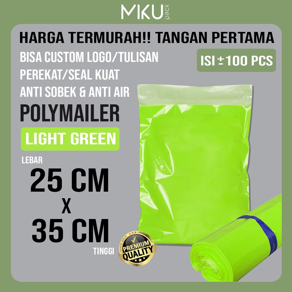 

25x35CM AMPLOP POLYMAILER KANTONG PLASTIK POLYBAG AMPLOP PACKING OLSHOP - LIGHT GREEN