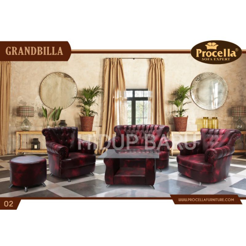 SOFA GRAND BILLA by Procella / SOPA 211 meja kaca / Kursi Ruang tamu minimalis elegant pabrikan / SO