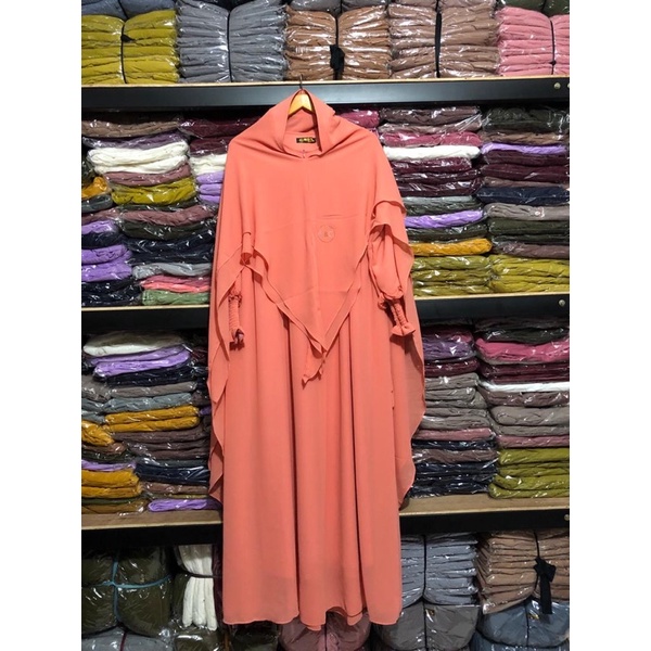 Gamis syari hasanah bahan ceruty baby doll premium full furing / busui / resleting-Salam