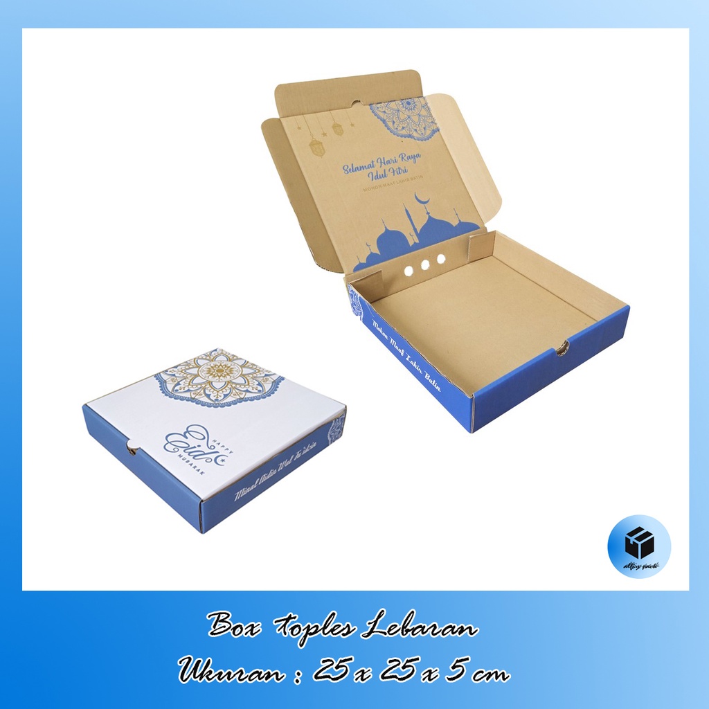 

BOX KUE KERING COOKIES UKURAN 25X25X5 CM KARDUS UNTUK 4 TOPLES 250GR DUS PACKAGING RAMADHAN KOTAK PACKING SOUVENIR LEBARAN IDUL FITRI HAMPERS EID MUBARAK