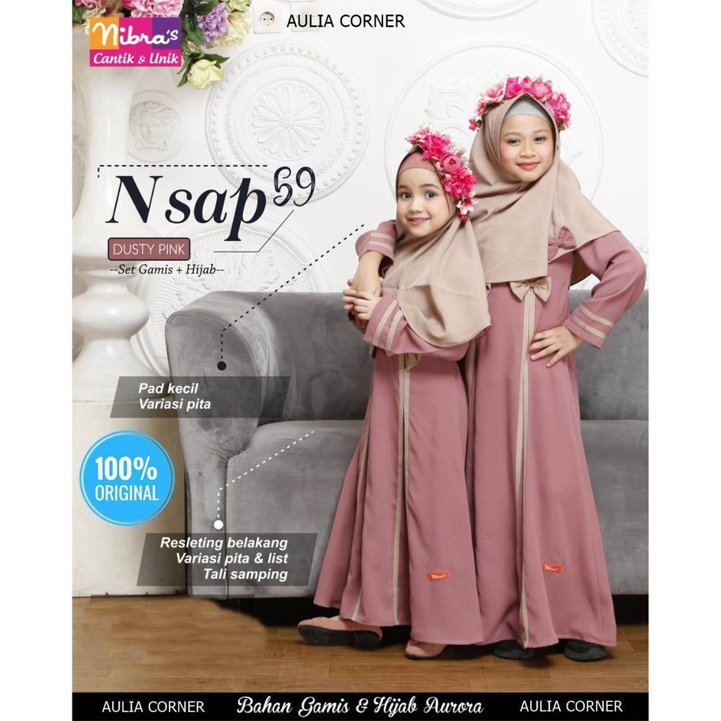 Gamis Anak Remaja Gamis Anak Terbaru Nibras Nsap 59 Dusty Pink Original Desain Elegan Shopee Indonesia