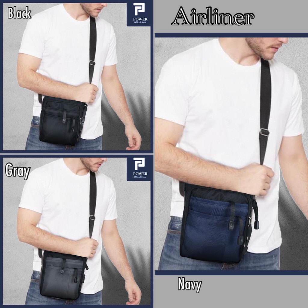 Tas Selempang Pria AIRLINER Sling bag Import Tas Slempang Cowok USB Portable Tas ABG Trendy Pria