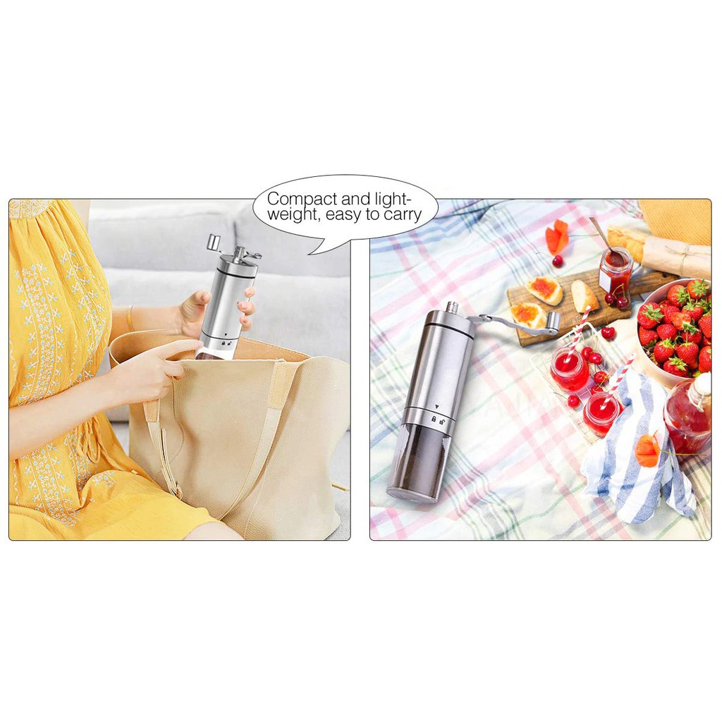 Alat Penggiling Kopi Manual Coffee Grinder Portable - Yajiao EC03 - Silver