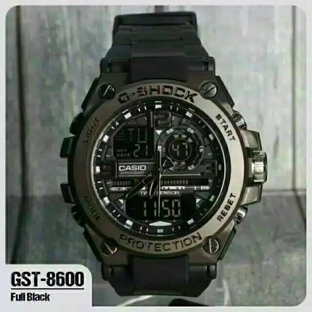 (Cod)Jam Tangan Pria GST-8600 Double Time Kepala Besi Strap Rubber(DiKirim Jakarta)