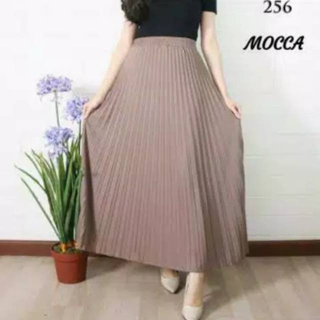 ORIGINAL PRODUK - rok plisket warna bahan jersi premium A - bawahan pakaian wanita - rok modern