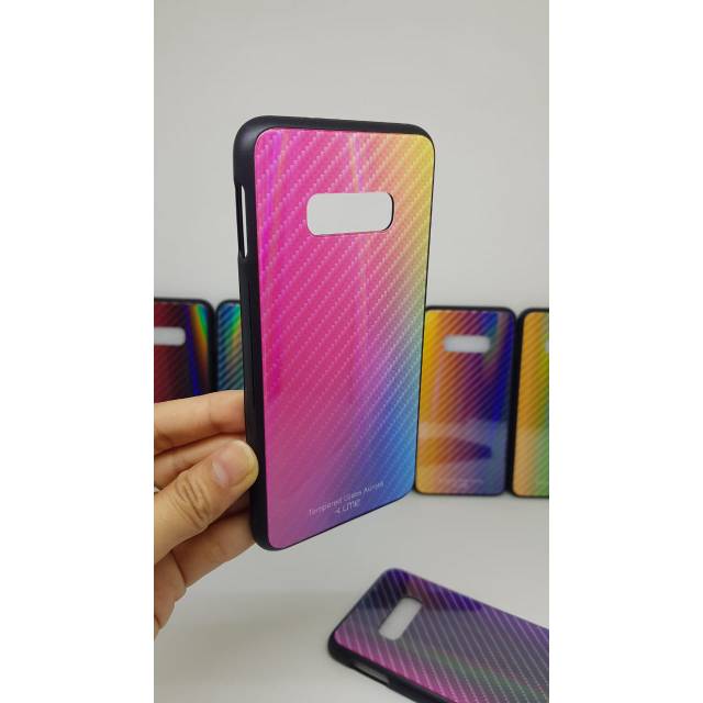 Glass Case Samsung S10E 5.8 inchi UME PATTERN Samsung S10e Bumper Rainbow Glass Samsung G970