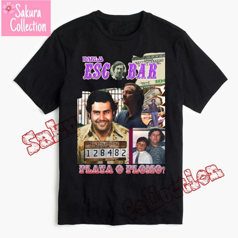 Kaos Baju PABLO ESCOBAR vintage best seller hitam Baju Pria