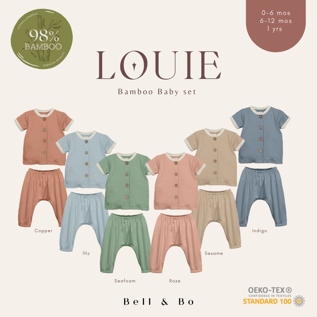 BELL &amp; BO - Louie Baby Set - Piyama Bayi Laki dan Perempuan Bamboo