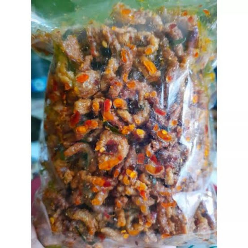 usus crispy 250gr  pedas daun jeruk/original murah