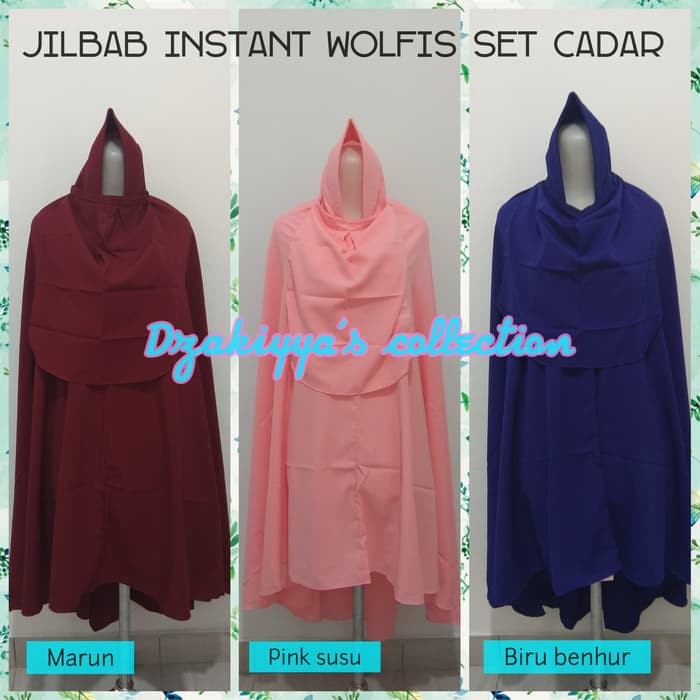 Jilbab instant wolfis set cadar /jilbab jumbo /bergo syari