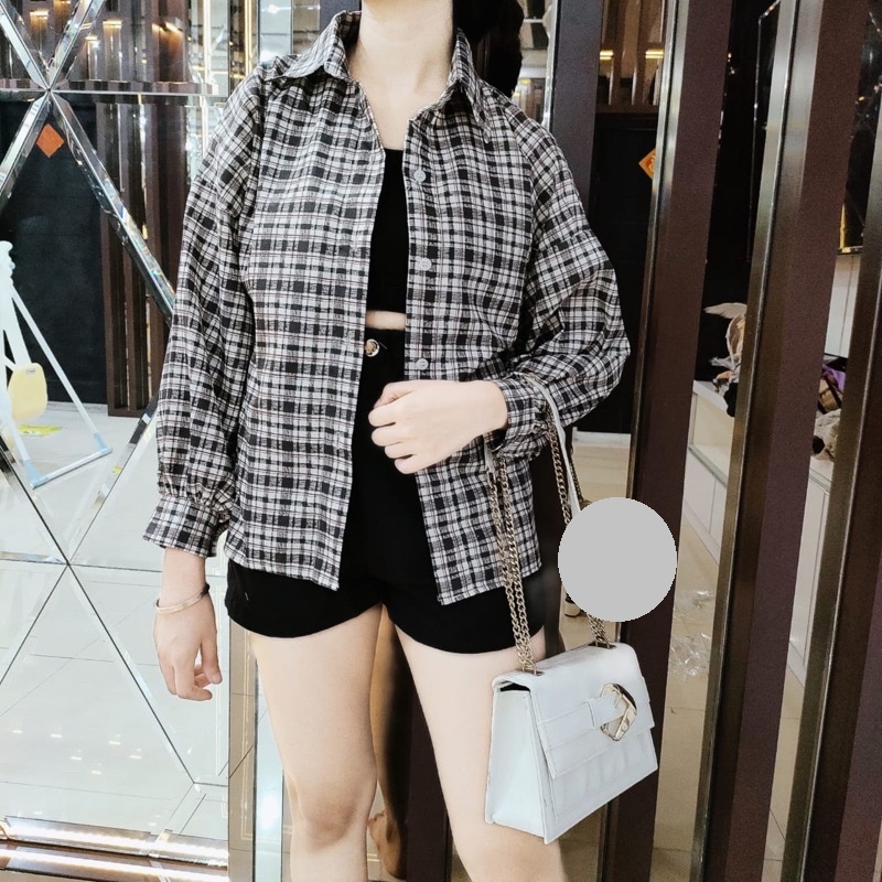 FDM-RR- KEMEJA OSLIN OVERSIZE WANITA / KEMEJA WANITA-HB ABU