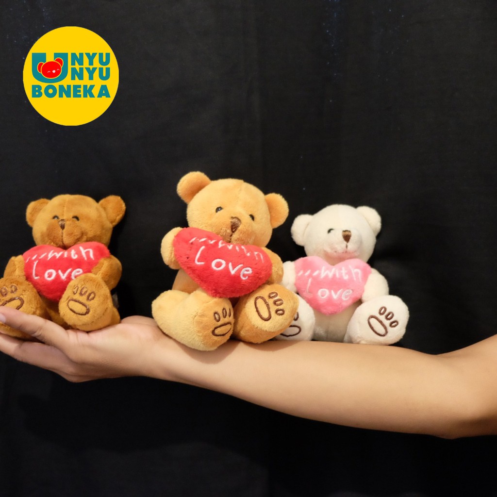 Boneka Teddy Bear Love Mini 15CM Impor Kado Ultah Sovenir