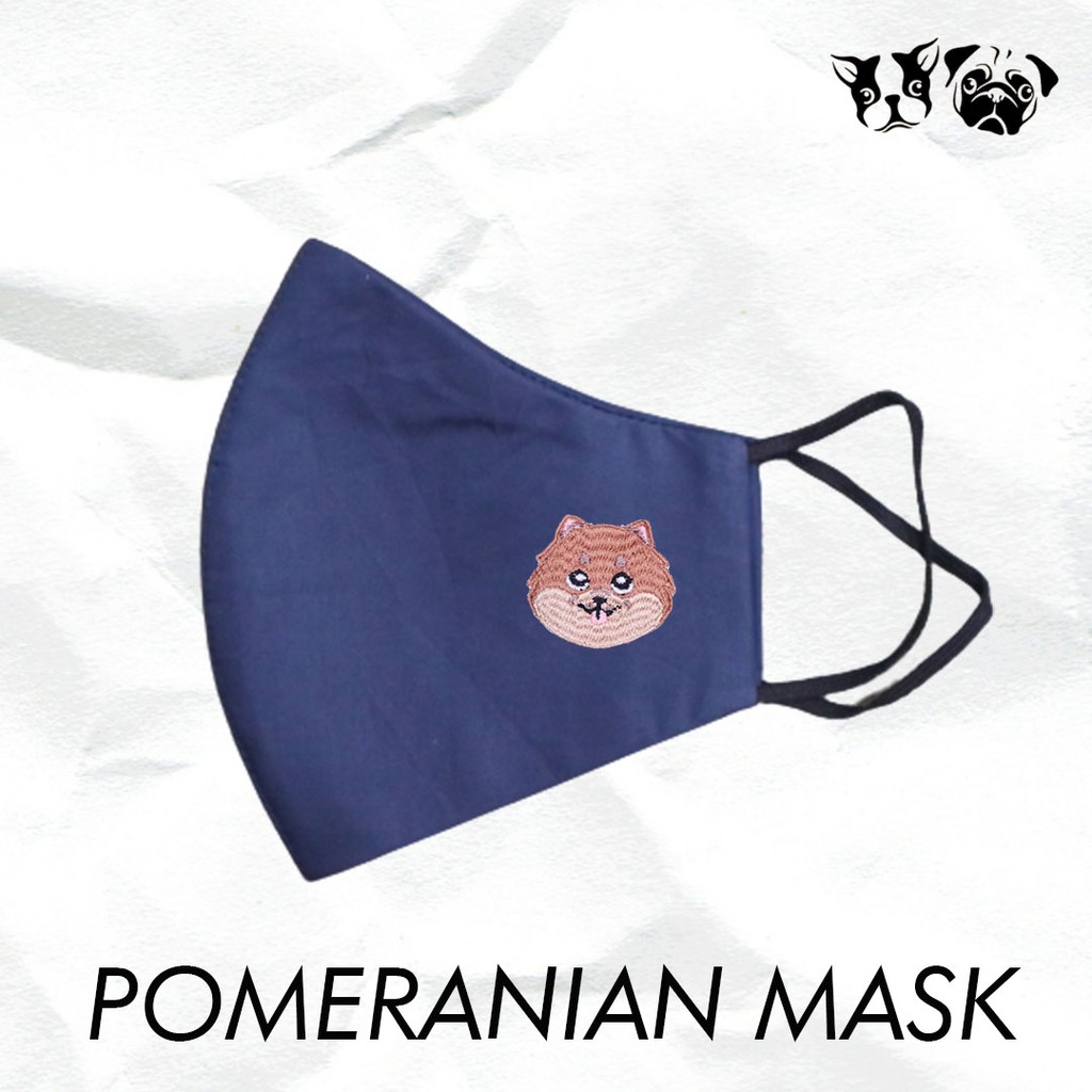 POMERANIAN MASK / Masker Anjing Bordir Pomeranian by Furbaby