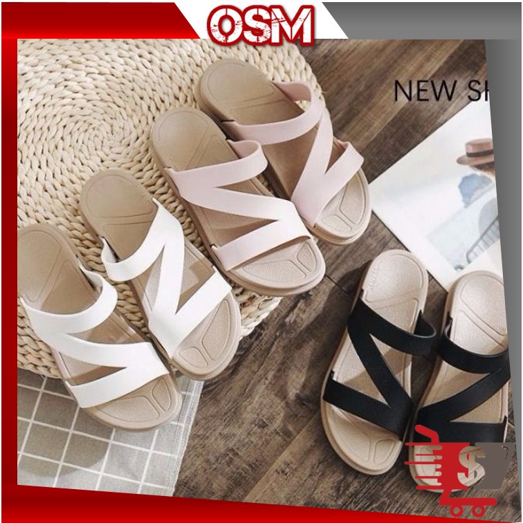 OSM S565 Sandal  Wanita  Polos Karet Bahan Jelly Sol 