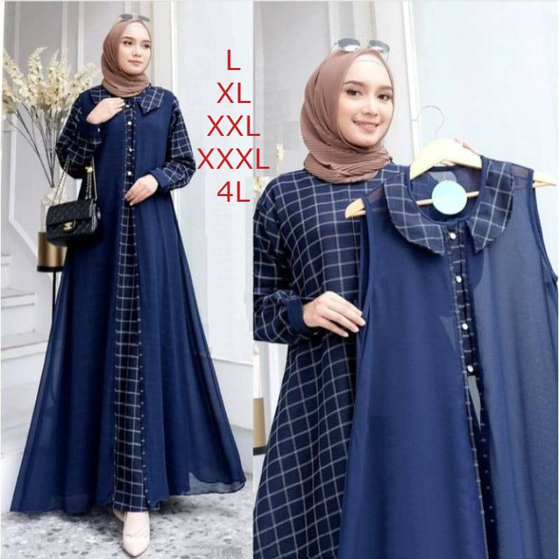 Outer + Gamis Jumbo Modern Terbaru Size L XL XXL XXXL 4L-1