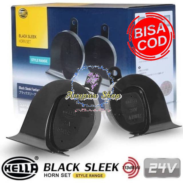 KLAKSON HELLA BLACK SLEEK TWIN TONE KEONG 24V ORIGINAL TRUCK BUS termurah Suara Super Kencang