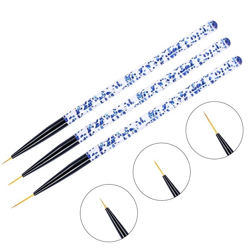 3 Pcs Set Acrylic 3D Ultra Fine Line UV Gel Painting Pen / French Stripe Nail Brush Set / DIY Nail Art Tools / Professional Manicure Accessories