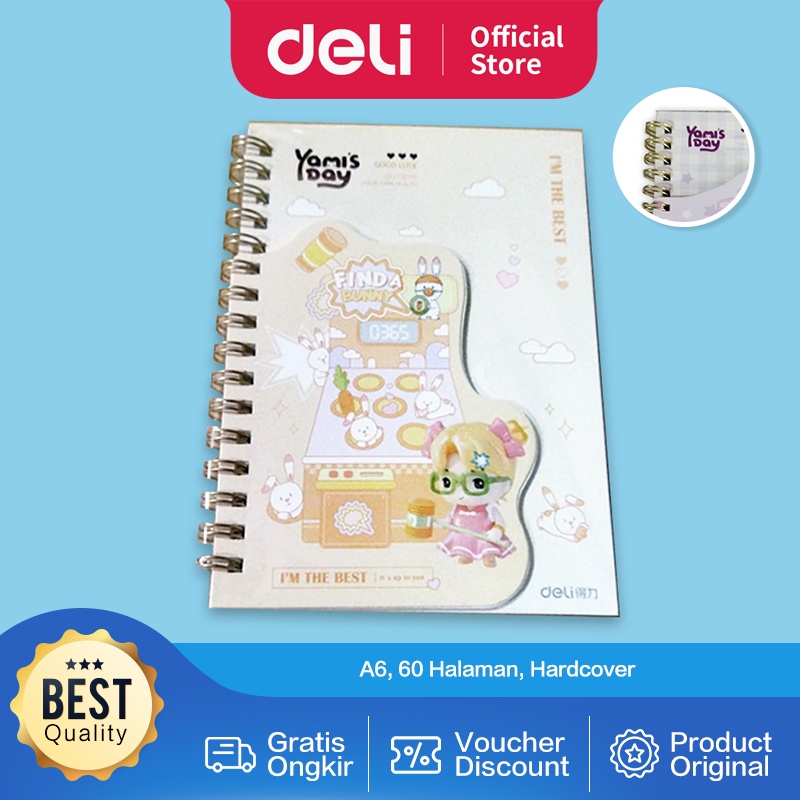 

Deli Hard Cover Notebook / Buku Catatan / Planner / Agenda Lucu A6 60 Halaman GLA660