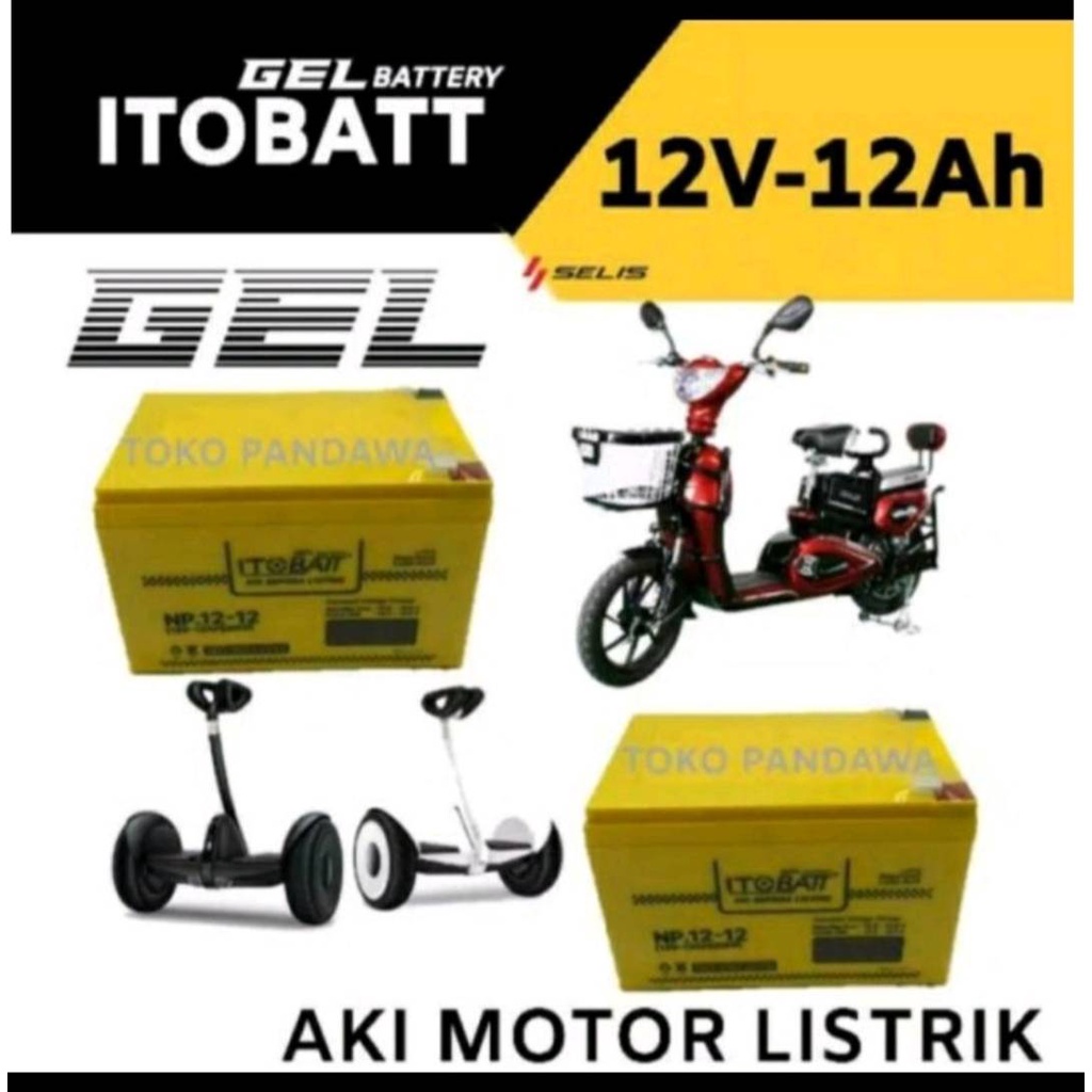 AKI SEPEDA LISTRI ALL TYPE 12V 12AH ITOBATT GEL