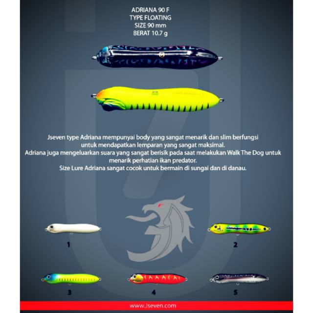 Minnow lure J-seven ADRIANA 90 Pencil topwater WTD