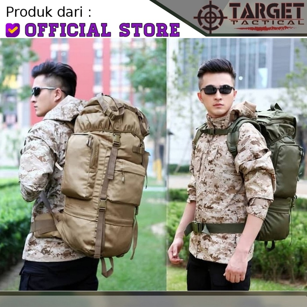 Tas Carrier Tactical Army Silver Knight 80 Liter Hiking Gunung Import Original
