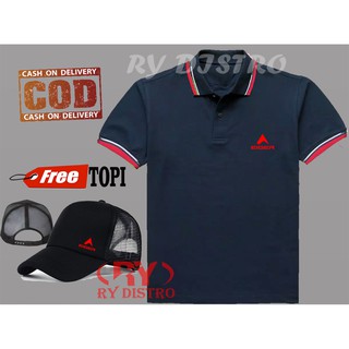 Bonus Topi.!!! Kaos Kerah Mager Samping Motif Merah + Topi / Kaos Distro Priam / Kaos Wanita Rp42.800