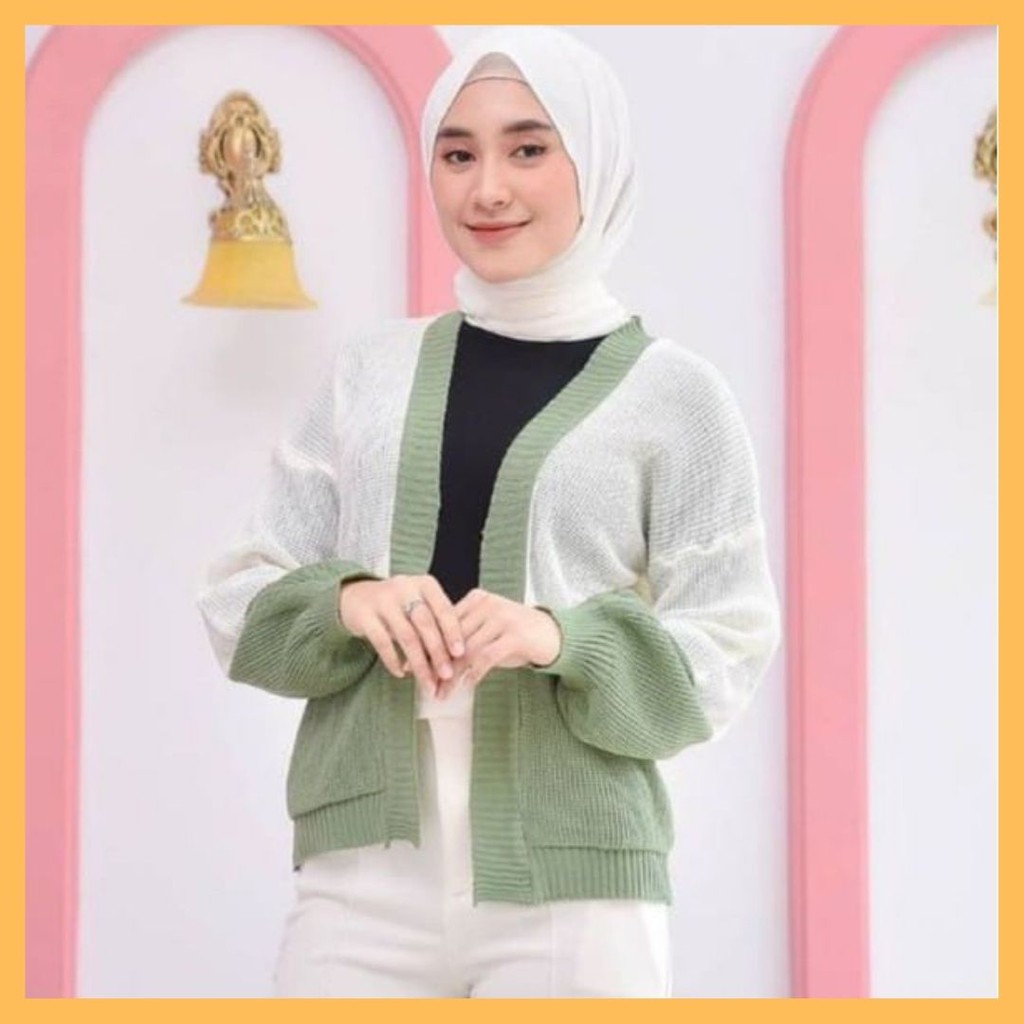 MANDA OUTER CARDY / KARDIGAN RAJUT COMBY / KARDIGAN RAJUT WANITA VIRAL / TERMURAH /  CARDIGAN TWOTONE / RAJUT MURAH
