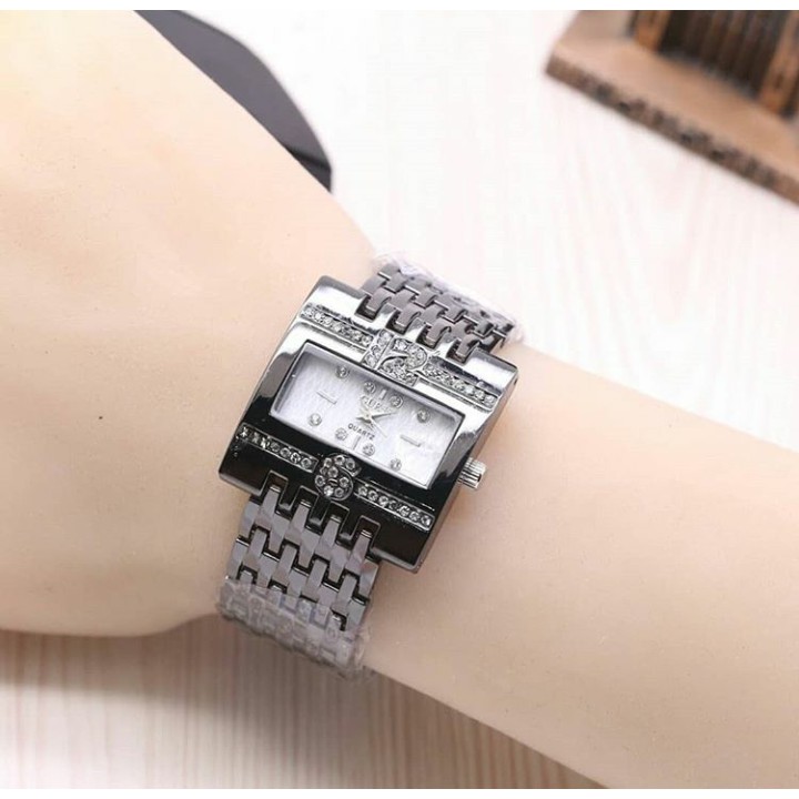 jam tangan guess wanita / jtr 784 hitam plat putih