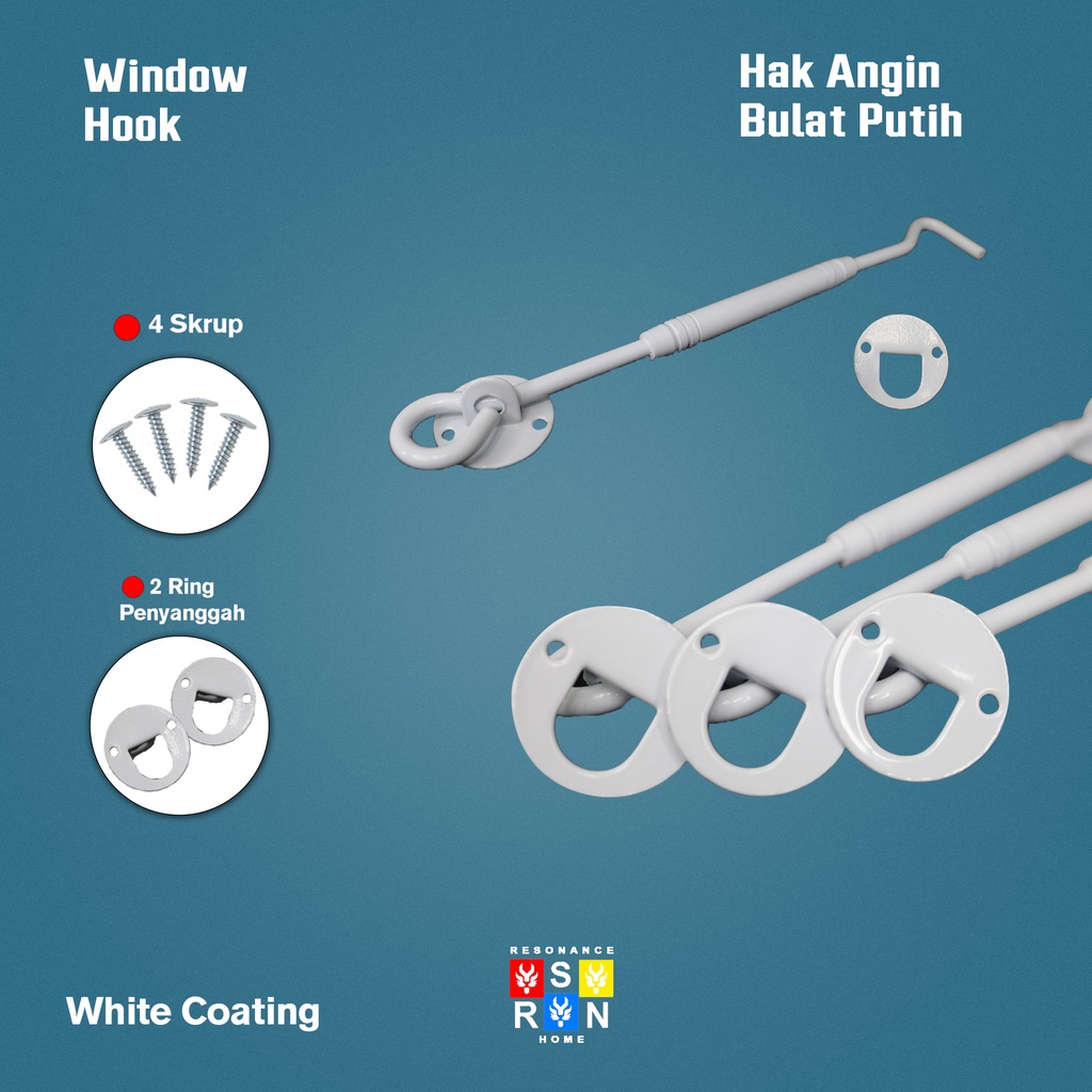 Hak Angin Coating Putih Slot Penahan Bukaan Jendela/ Window Hook | Resonance Home