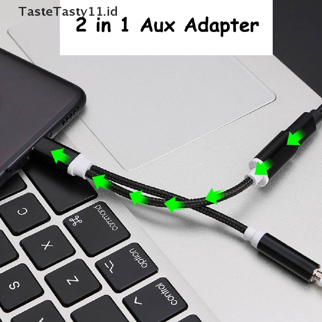 【TasteTasty】 Type-C to Type C 3.5mm Adapter 2 in 1 Splitter Adaptateur Audio AUX Adapter   ID