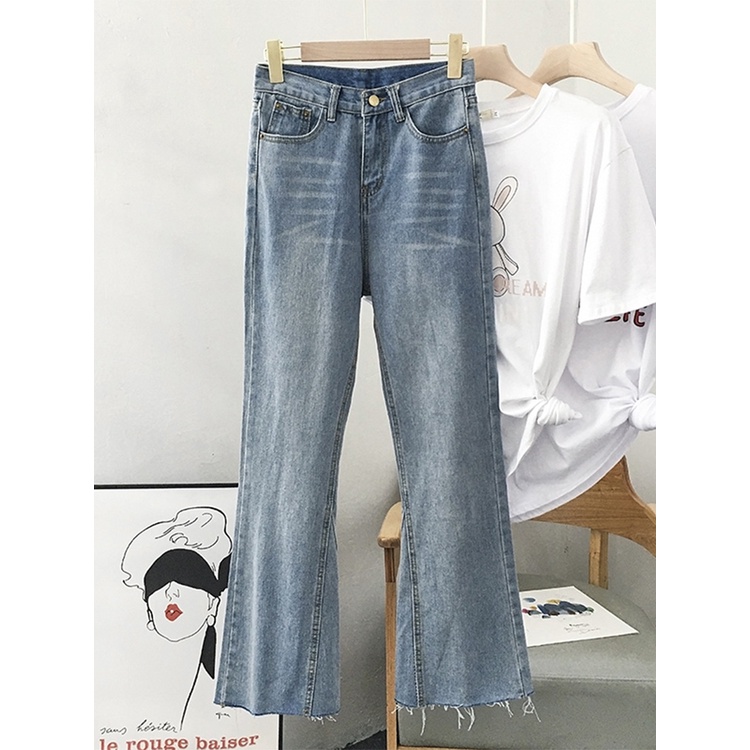 Korean Style Highwaist Cutbray Celana Jens Wanita Import