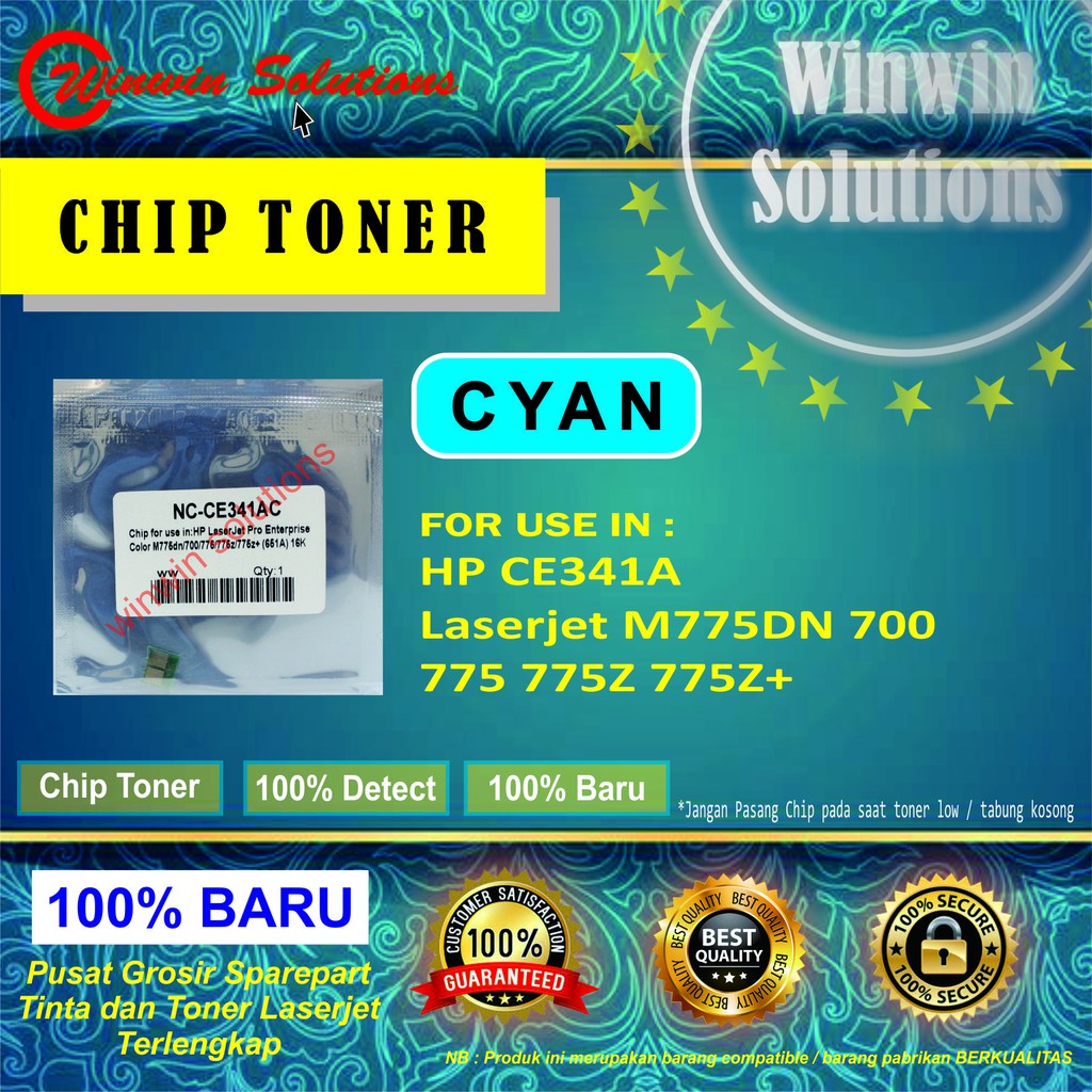 CHIP TONER HP CE341A Cartridge M775DN 700 775 775Z 775Z+ (651A) CYAN