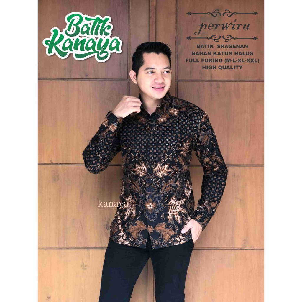 PERWIRA Kemeja Batik Pria Full Furing Bahan Katun Sragenan