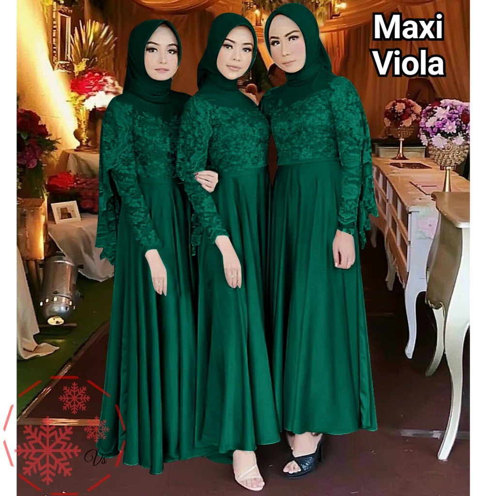 MAXI DRESS VIOLA 3UKURAN / MAXI DRESS BRUKAT VIOLA BEST SELLER !!!