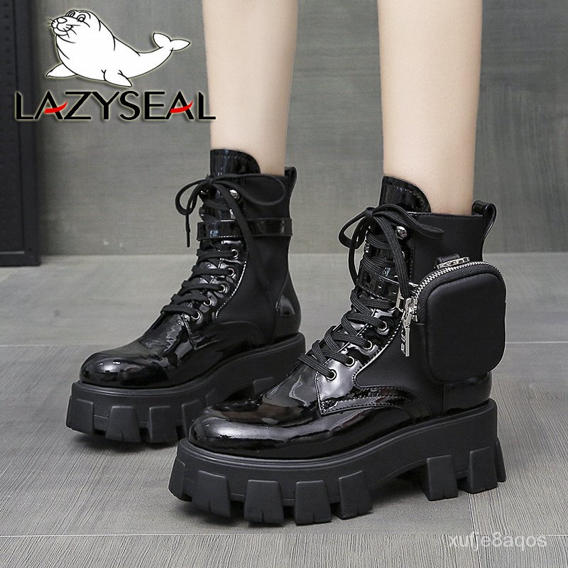 platform patent leather boots