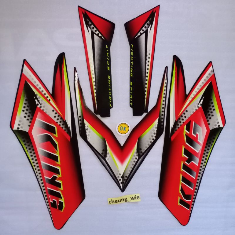 lis body / striping / stiker yamaha rx king merah kuning 2008 kw super