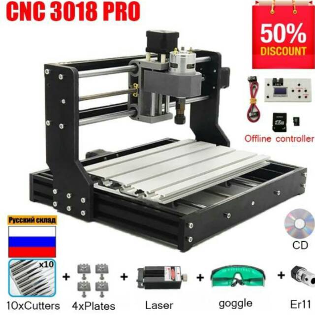 CNC ROUTER 3018 mini mesin CNC PCB Milling with spindle dan laser iklan promo khusus