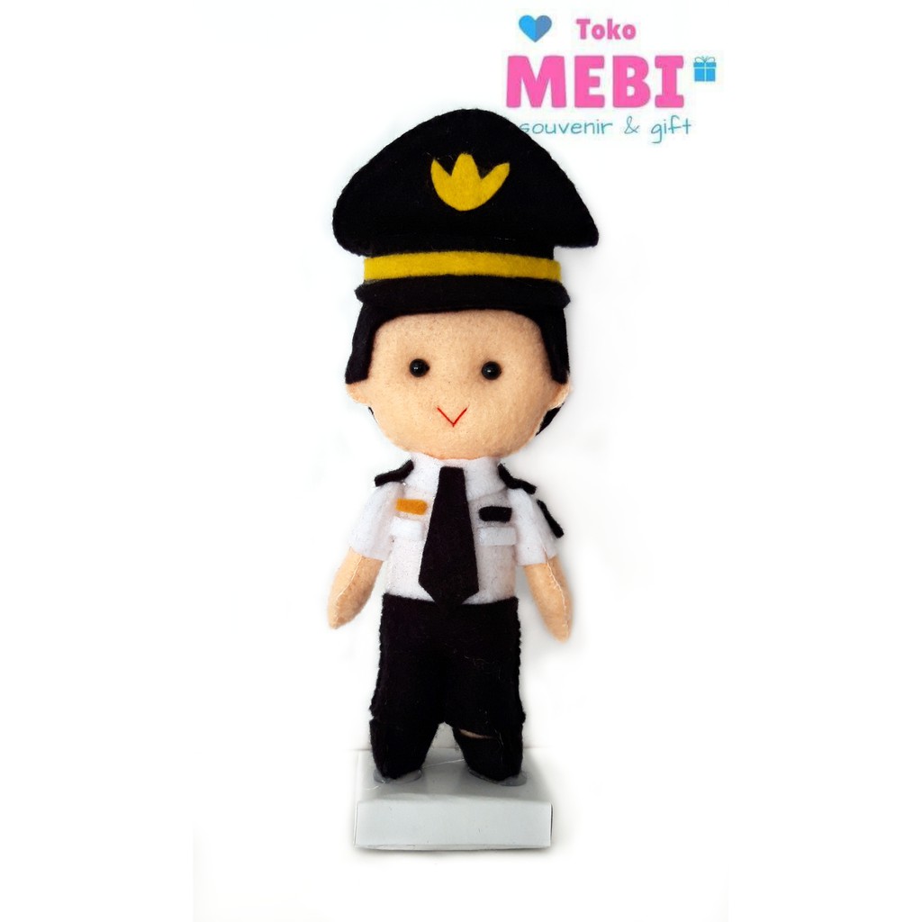 Boneka Flanel Profesi Pilot Toko Mebi ukuran 15cm